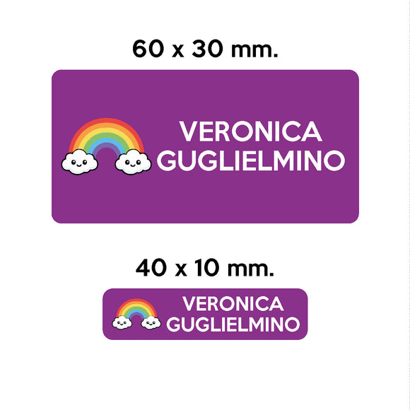 GUFO ROSSO - etichette oggetti scuola ARCY l'arcobaleno