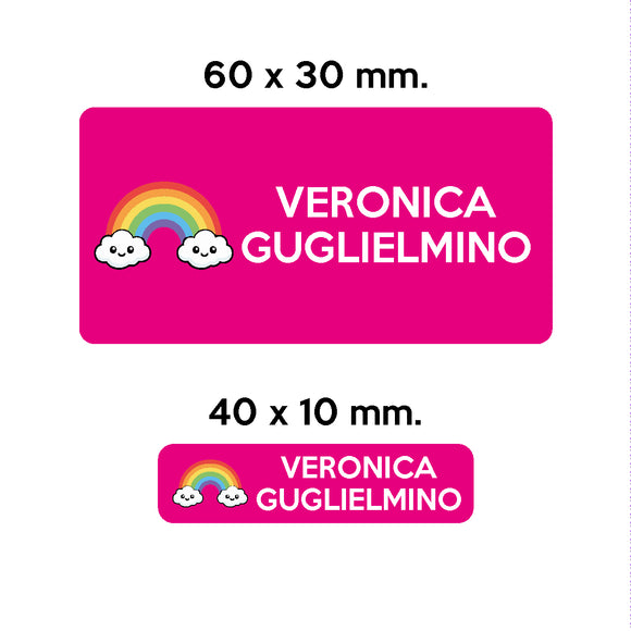 GUFO ROSSO - etichette oggetti scuola ARCY l'arcobaleno