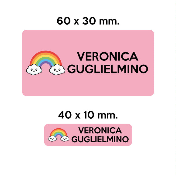 GUFO ROSSO - etichette oggetti scuola ARCY l'arcobaleno