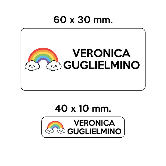 GUFO ROSSO - etichette oggetti scuola ARCY l'arcobaleno