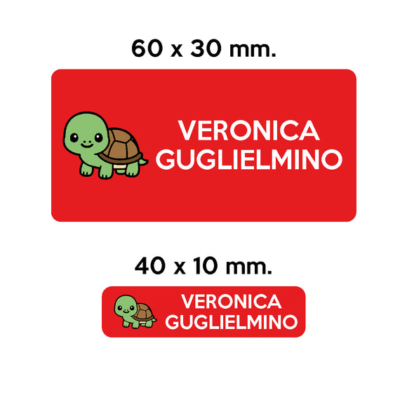 GUFO ROSSO - etichette oggetti scuola ARTURO la tartaruga
