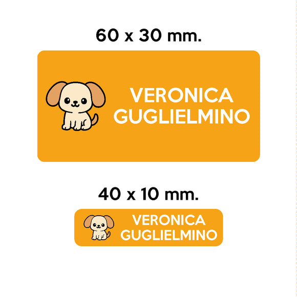 GUFO ROSSO - etichette oggetti scuola BOBBY il cane