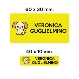 GUFO ROSSO - etichette oggetti scuola BOBBY il cane