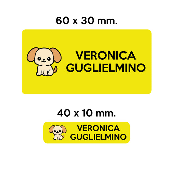 GUFO ROSSO - etichette oggetti scuola BOBBY il cane