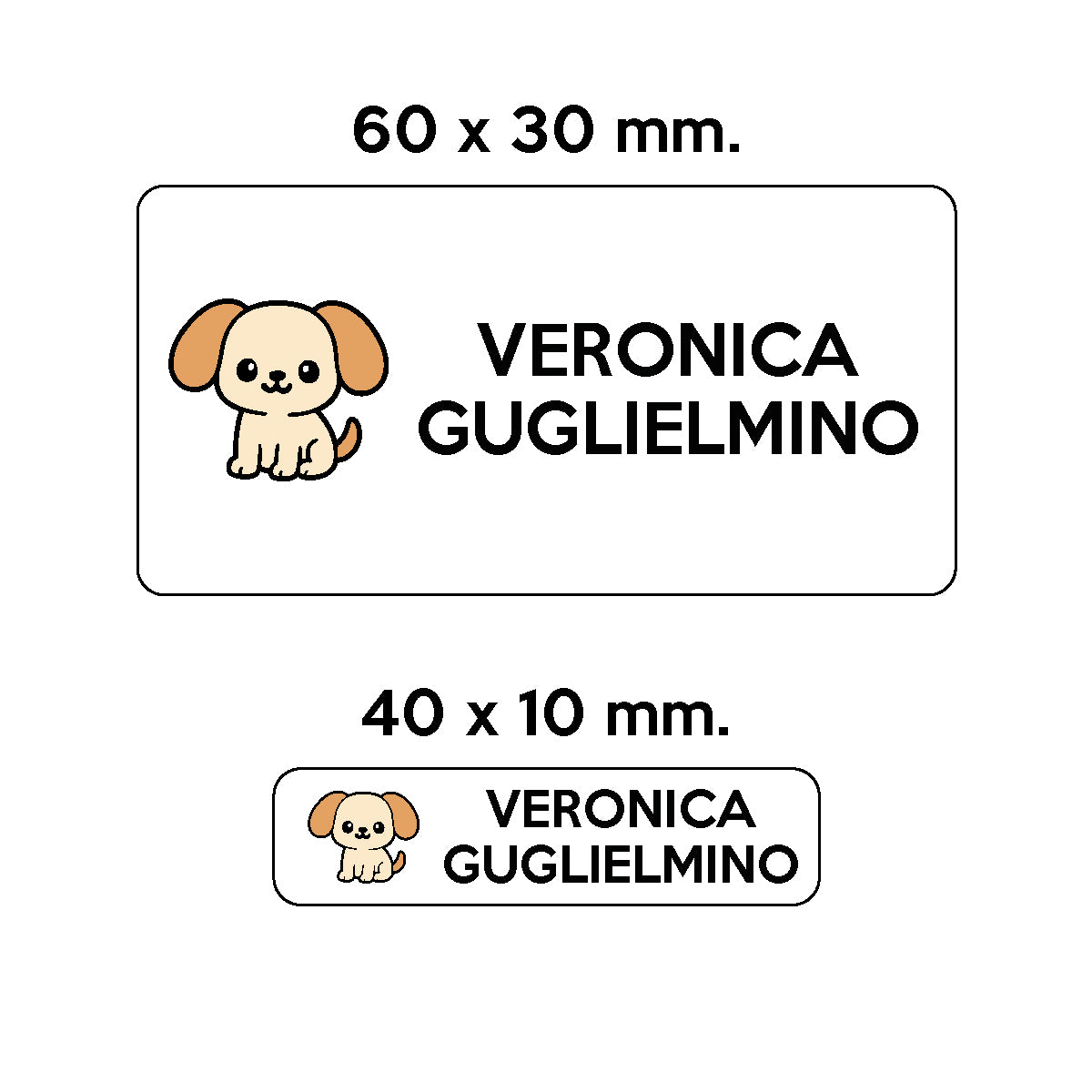 Compra bianco BARRIERA&#39;S Stickers - set etichette personalizzabili scuola BOBBY il Cagnolino