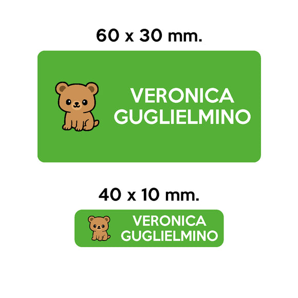 GUFO ROSSO - etichette oggetti scuola BRUNO l'orso