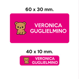 Compra fucsia GUFO ROSSO - etichette oggetti scuola BRUNO l'orso