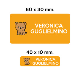 GUFO ROSSO - etichette oggetti scuola BRUNO l'orso