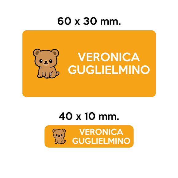 GUFO ROSSO - etichette oggetti scuola BRUNO l'orso