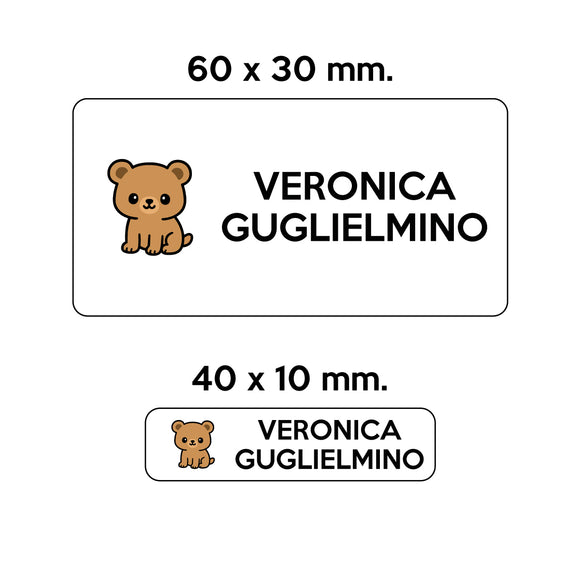 BARRIERA'S Stickers - set etichette personalizzabili scuola BRUNO l'Orso