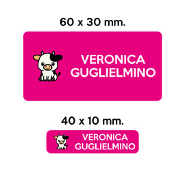 Compra fucsia GUFO ROSSO - etichette oggetti scuola CAMILLA la mucca