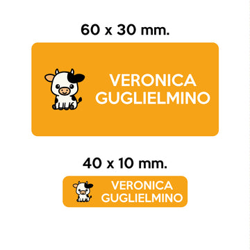 GUFO ROSSO - etichette oggetti scuola CAMILLA la mucca