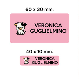 Compra rosa GUFO ROSSO - etichette oggetti scuola CAMILLA la mucca