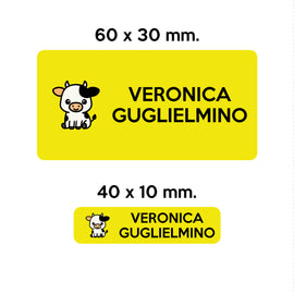 Compra giallo GUFO ROSSO - etichette oggetti scuola CAMILLA la mucca
