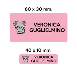 Compra rosa GUFO ROSSO - etichette oggetti scuola CENERE il topolino