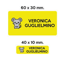 Compra giallo GUFO ROSSO - etichette oggetti scuola CENERE il topolino
