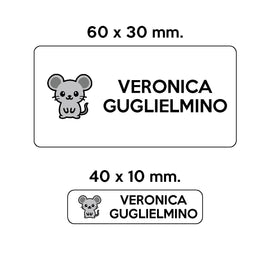 Compra bianco GUFO ROSSO - etichette oggetti scuola CENERE il topolino