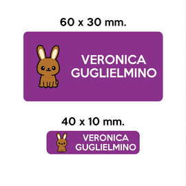Compra viola BARRIERA&#39;S Stickers - set etichette personalizzabili scuola COCO il Coniglietto
