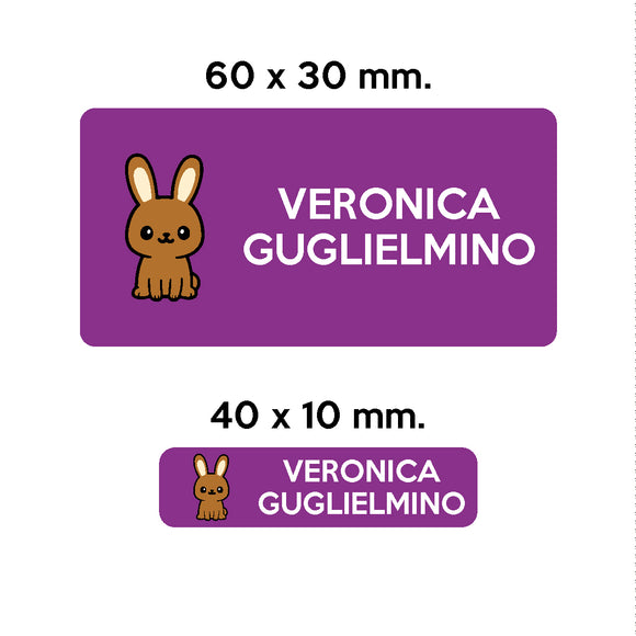BARRIERA'S Stickers - set etichette personalizzabili scuola COCO il Coniglietto