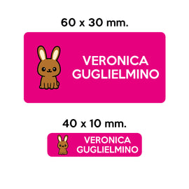 Compra fucsia GUFO ROSSO - etichette oggetti scuola COCO il coniglio