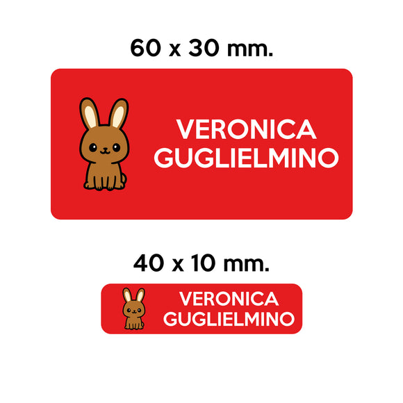 GUFO ROSSO - etichette oggetti scuola COCO il coniglio