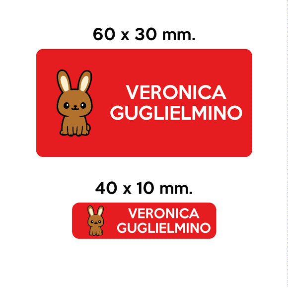 BARRIERA'S Stickers - set etichette personalizzabili scuola COCO il Coniglietto