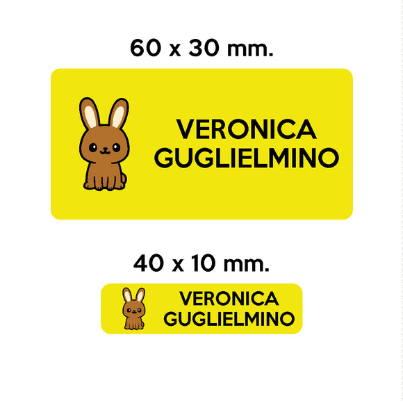 BARRIERA'S Stickers - set etichette personalizzabili scuola COCO il Coniglietto