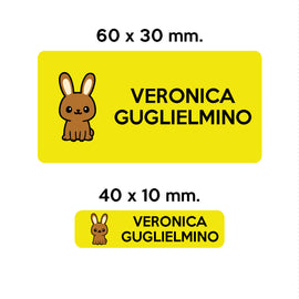 Compra giallo GUFO ROSSO - etichette oggetti scuola COCO il coniglio