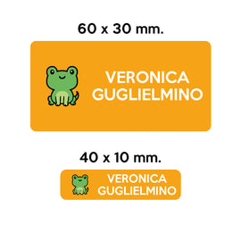 GUFO ROSSO - etichette oggetti scuola FRED la rana
