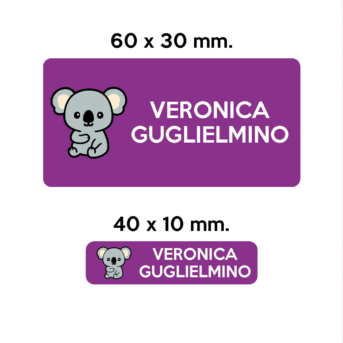 Compra viola BARRIERA&#39;S Stickers - set etichette personalizzabili scuola KUMA il Koala