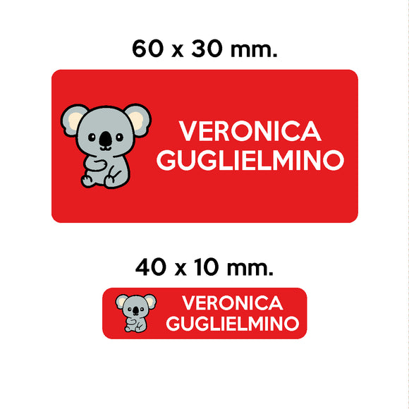 BARRIERA'S Stickers - set etichette personalizzabili scuola KUMA il Koala
