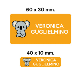 GUFO ROSSO - etichette oggetti scuola KUMA il koala