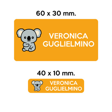 GUFO ROSSO - etichette oggetti scuola KUMA il koala