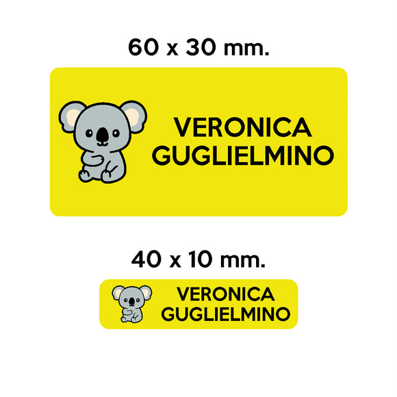 BARRIERA'S Stickers - set etichette personalizzabili scuola KUMA il Koala