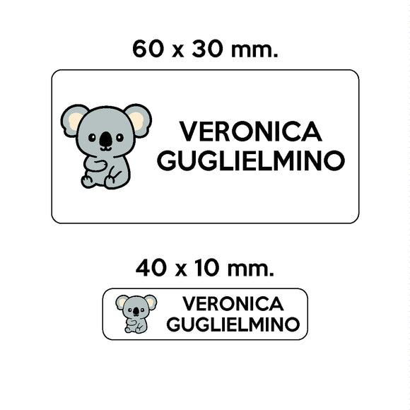 BARRIERA'S Stickers - set etichette personalizzabili scuola KUMA il Koala