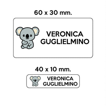 GUFO ROSSO - etichette oggetti scuola KUMA il koala