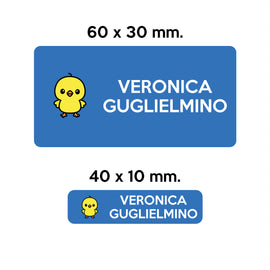 GUFO ROSSO - etichette oggetti scuola LAMPO il pulcino - 0