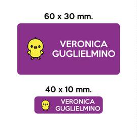 Compra viola GUFO ROSSO - etichette oggetti scuola LAMPO il pulcino