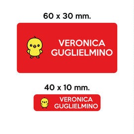 Compra rosso GUFO ROSSO - etichette oggetti scuola LAMPO il pulcino
