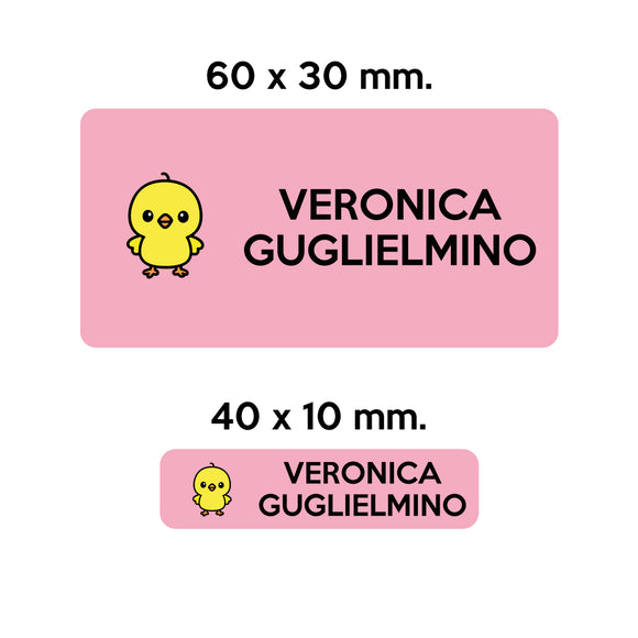 GUFO ROSSO - etichette oggetti scuola LAMPO il pulcino