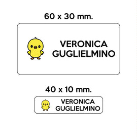 Compra bianco GUFO ROSSO - etichette oggetti scuola LAMPO il pulcino
