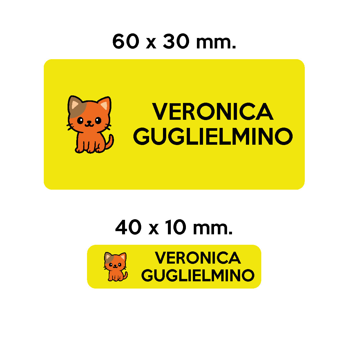 Compra giallo BARRIERA&#39;S Stickers - set etichette personalizzabili scuola LILLO il Gattino
