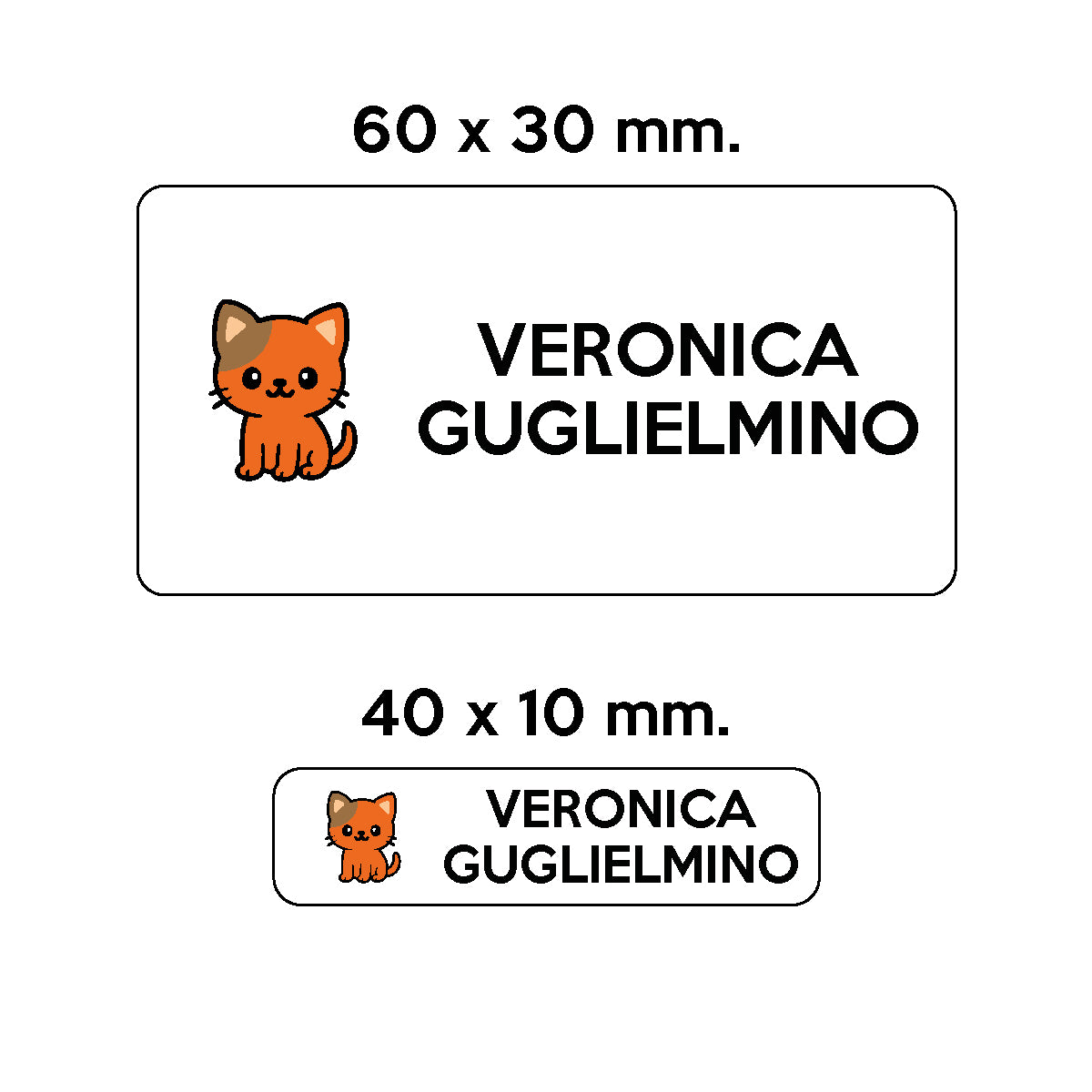 Compra bianco BARRIERA&#39;S Stickers - set etichette personalizzabili scuola LILLO il Gattino