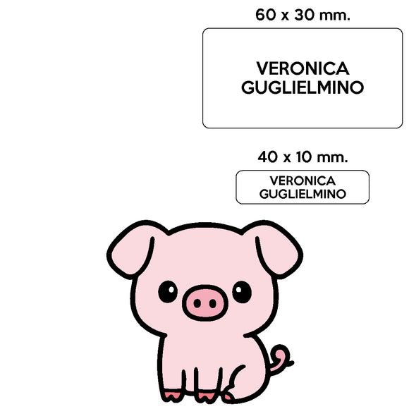 BARRIERA'S Stickers - set etichette personalizzabili scuola RICCIOLO il Maialino