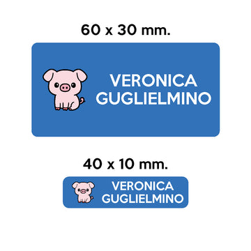 GUFO ROSSO - etichette oggetti scuola RICCIOLO il maialino - 0