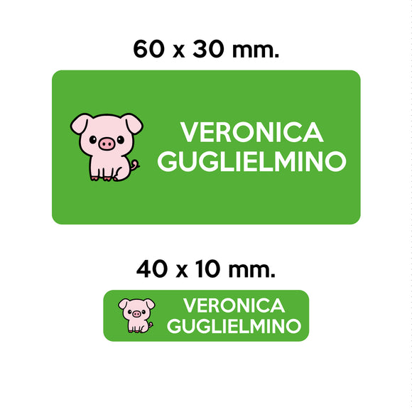 BARRIERA'S Stickers - set etichette personalizzabili scuola RICCIOLO il Maialino