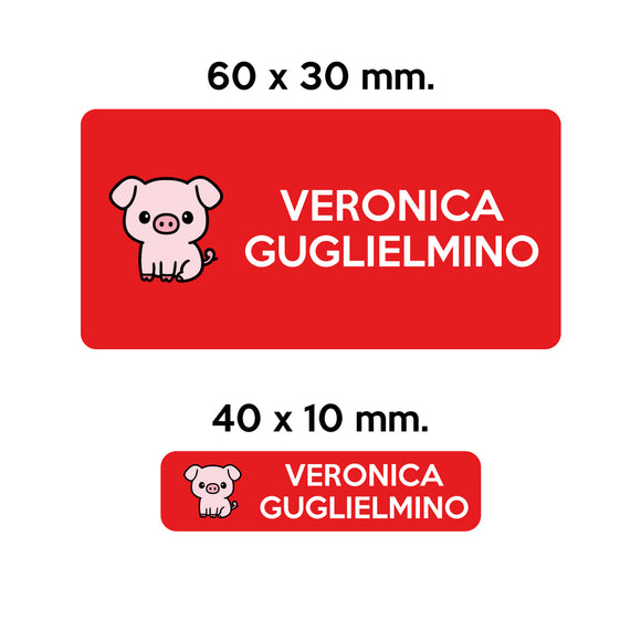 BARRIERA'S Stickers - set etichette personalizzabili scuola RICCIOLO il Maialino