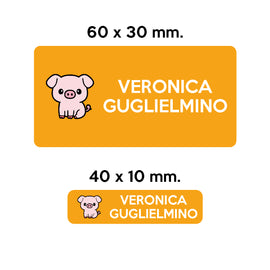 BARRIERA'S Stickers - set etichette personalizzabili scuola RICCIOLO il Maialino - 0