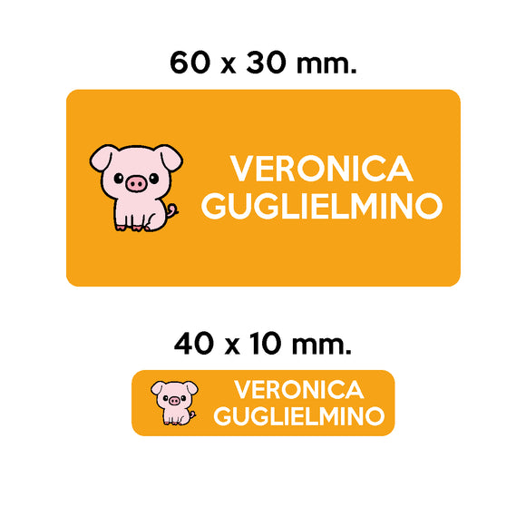 BARRIERA'S Stickers - set etichette personalizzabili scuola RICCIOLO il Maialino