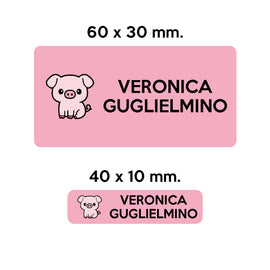 Compra rosa GUFO ROSSO - etichette oggetti scuola RICCIOLO il maialino